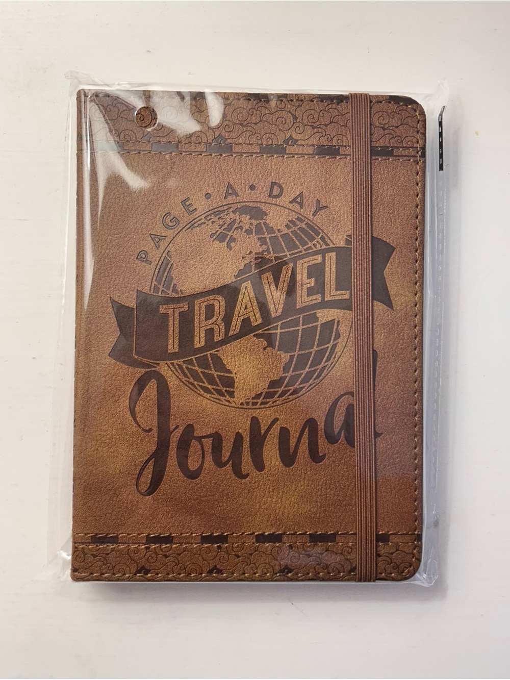 Embossed Faux Leather Travel Journal - Chocolate Brown